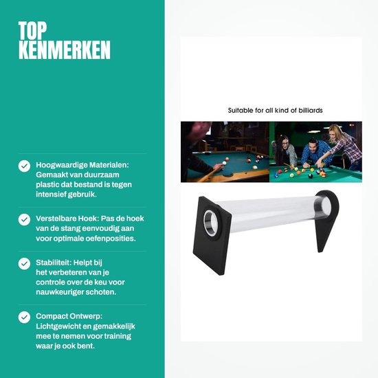 Dailygoods- Biljartstok Trainer - Verstelbare Hoek - Duurzaam Kunststof - Stabiliteit Oefening - Geschikt voor Snooker - 62 x 53 mm Beugel - Biljarttrainer van Dailygoods — afbeelding 2