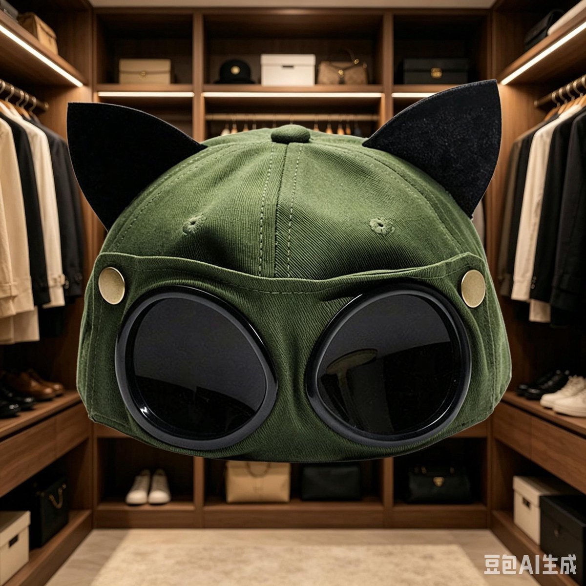 Retro pilotenmuts voor kinderen zonnebril baseballpet hiphopmasker militair groene oorkap fits all