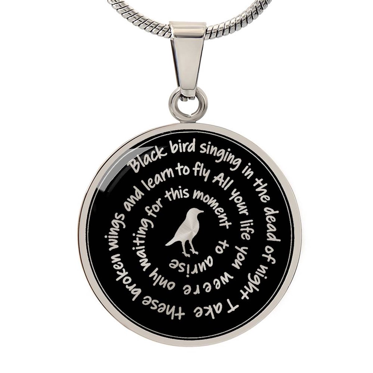 Symbolic Gifts - Merel Ketting Zilver Kleurig Waterproof Blackbird Freedom Hanger - Premium Stainless Steel - Sieraad Cadeau - Verstelbaar 45 - 56 cm