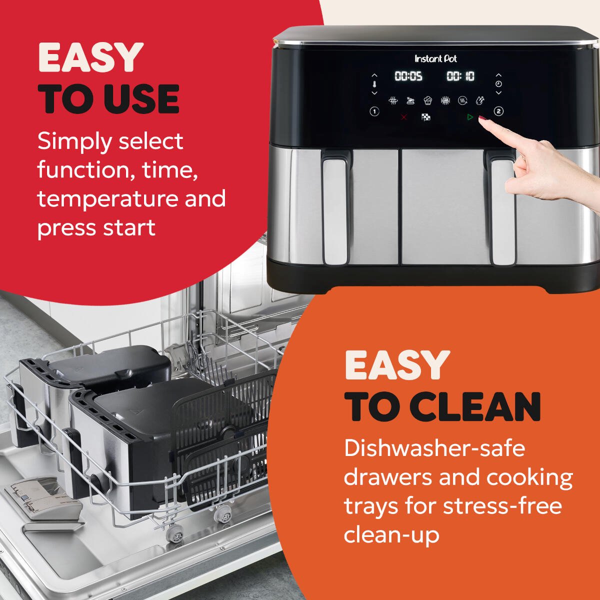 Instant Pot Vortex Dual 11L PFAS-vrije Airfryer - Dubbele mand 7L + 4L - 8-in-1 kookfuncties - EvenCrisp™ Technologie - SyncCook™ & SyncFinish™ - Snelle energiezuinige airfryer voor het hele gezin thumbnail 6