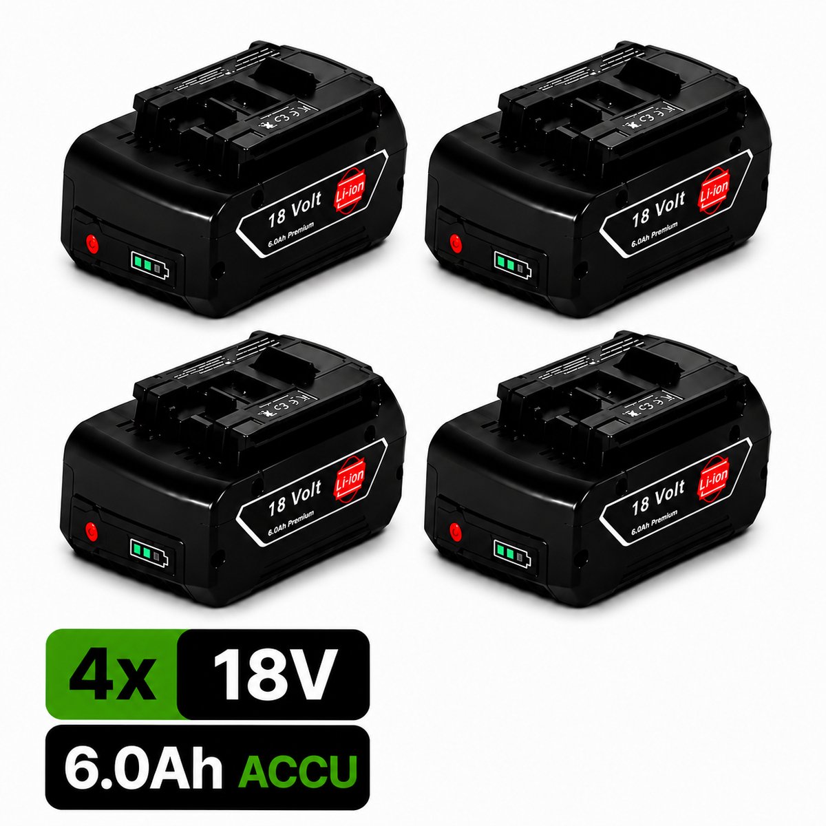 EXPER Accu geschikt voor Bosch Professional 18V System GBA 18V 6.0Ah – 4 Stuks Li-Ion Accu