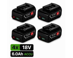 EXPER Accu geschikt voor Bosch Professional 18V System GBA 18V 6.0Ah – 4 Stuks Li-Ion Accu