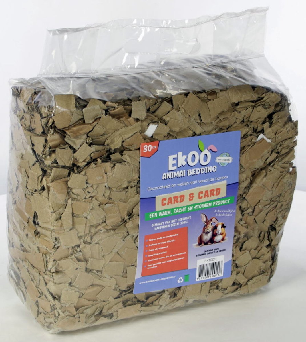 Ekoo Karton bodembedekking 30 liter voor konijnen en knaagdieren | stofarm | hoge opname