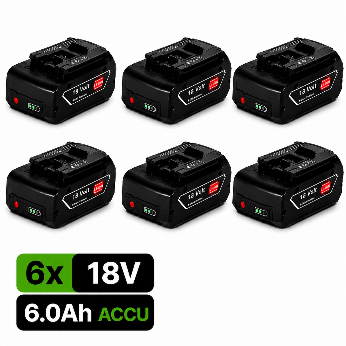 EXPER Accu geschikt voor Bosch Professional 18V System GBA 18V 6.0Ah – 6 Stuks Li-Ion Accu - Extra lader GAL 18V-40