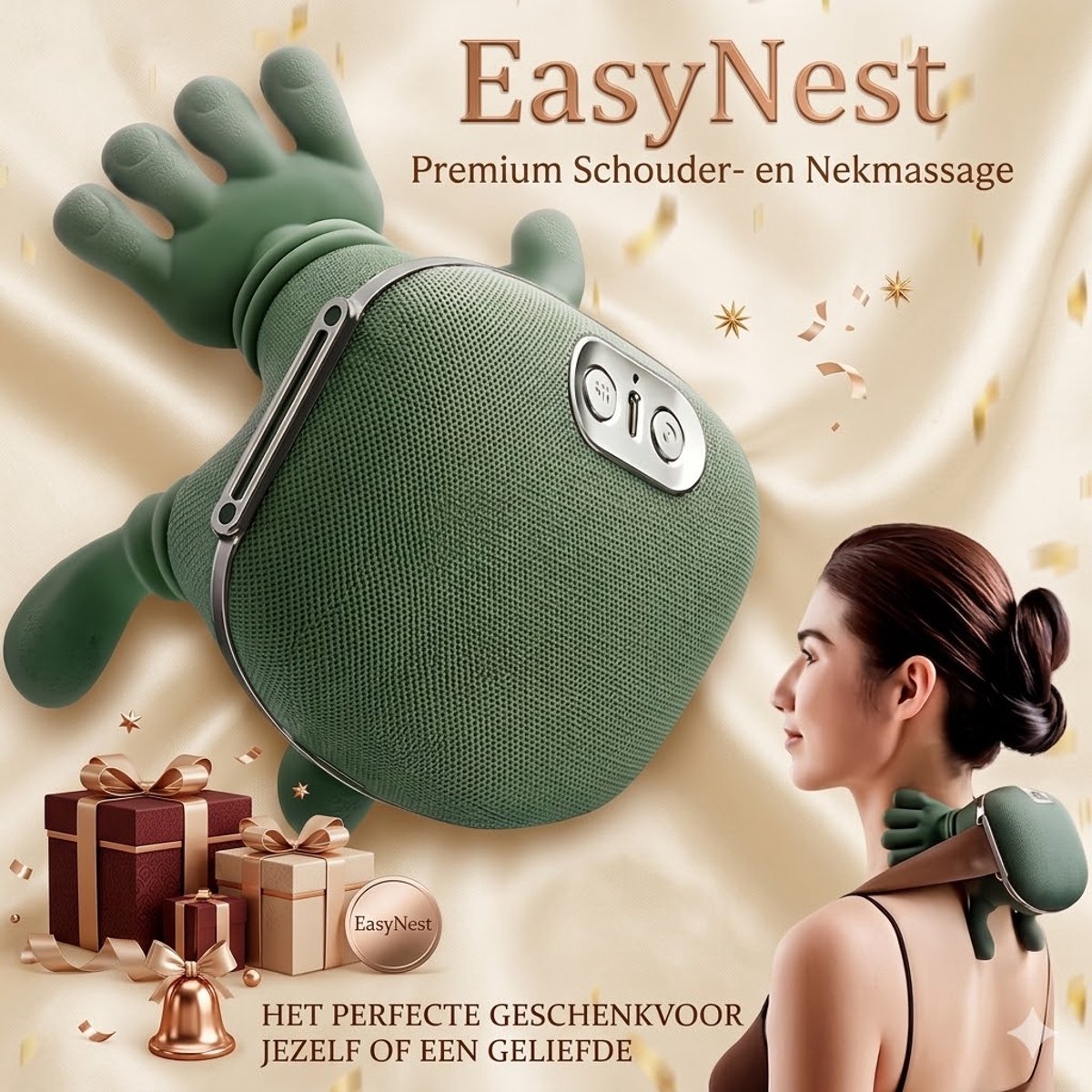 Shiatsu Nek- en Schoudermassageapparaat met Warmtefunctie – Elektrische Massage voor Nek, Rug, Schouders en Benen – USB Oplaadbaar