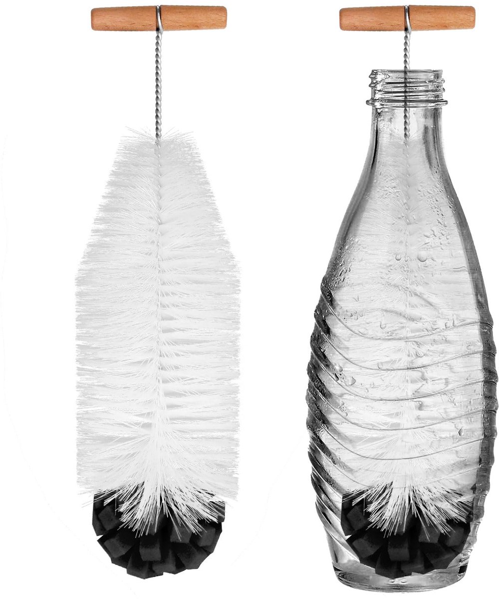 carmdering - Sodastream Flessenborstel - Sodastream Reinigingsborstel - Flexibele Borstel Met Spons - Diepe Toegang Tot Smalle Hals - Verwijdert Kalk En Vuil - Roestvrij Staal 304 En Nylon - BPA-Vrij En Ergonomisch - Veilig Voor Glas En Plastic