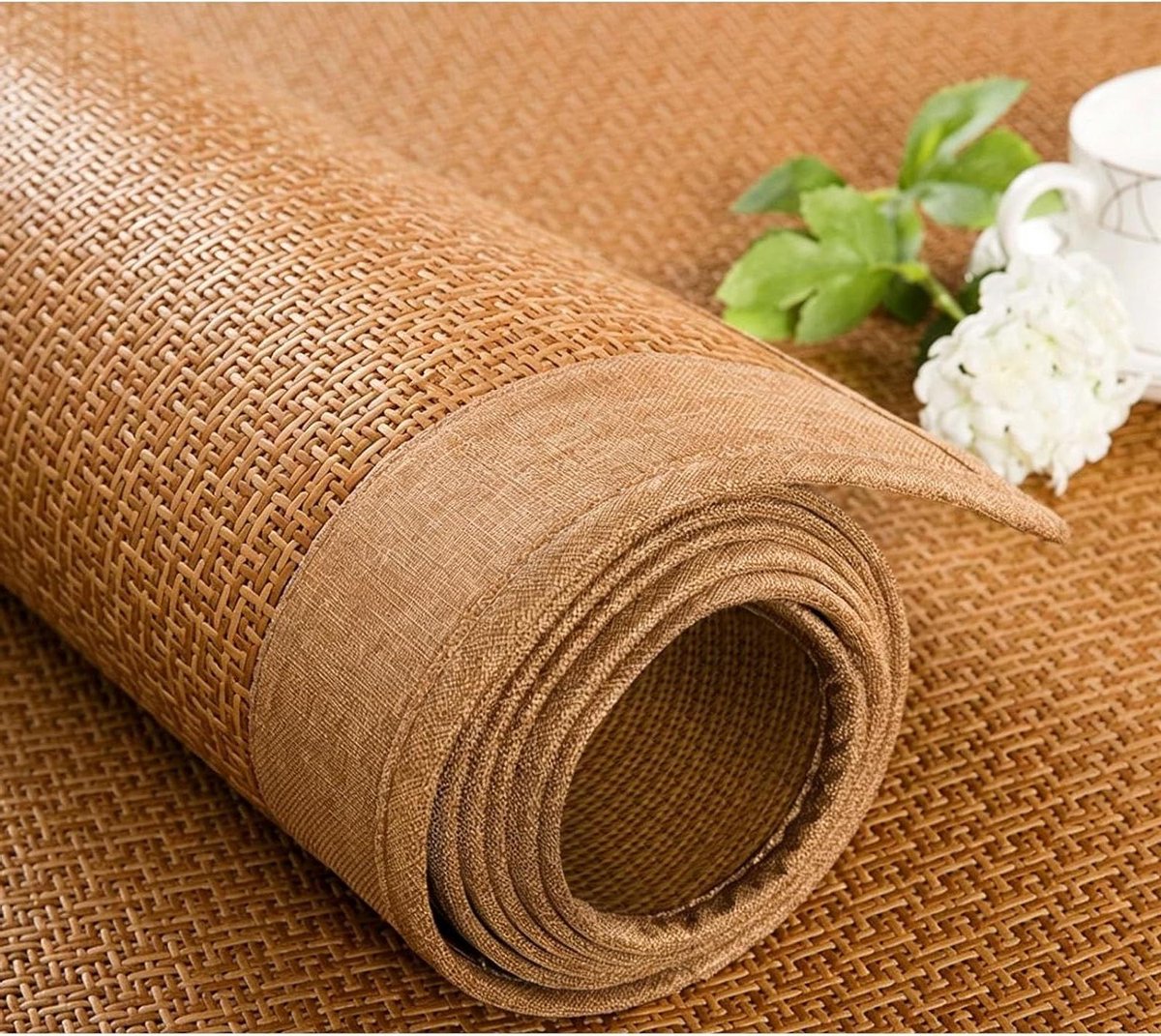 Slaapmat Zomer - Koelmat Ademend - Koel Slapen - Natuurlijk Rattan - 90x200cm - Natuurlijk