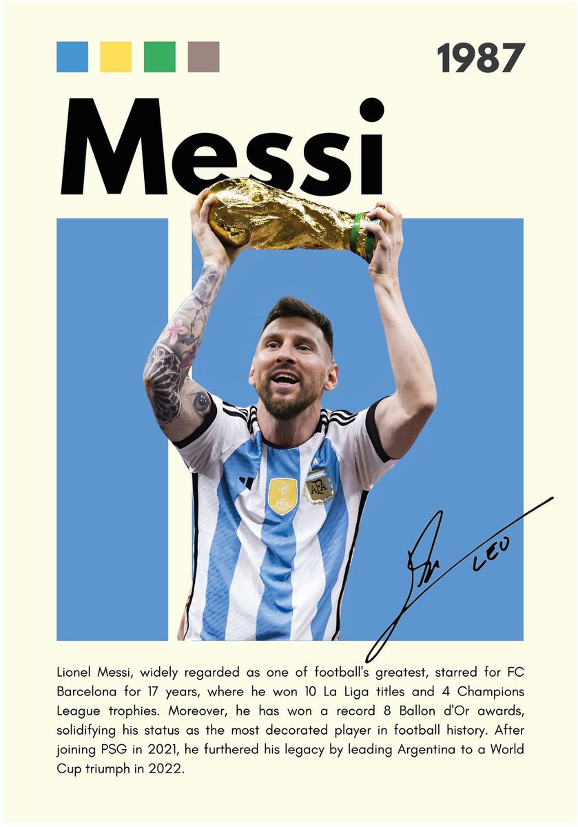 Messi Lionel Argentina - Dibond Wandprint - 35x50 cm - Aluminium Wanddecoratie - Premium Kunstdruk - Galerij Kwaliteit - World Cup Kampioen