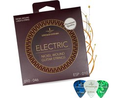 Premium Elektrische gitaar snaren + Extra hoge E snaar - Inclusief 3 Celluloid Plectra - ESP-010 - Nickel Wound