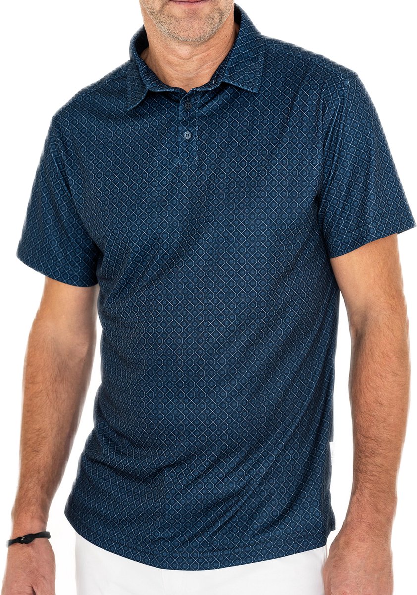 Func Factory mannen Polo Golfclub print donkerblauw maat XXL