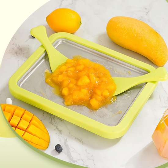 Rolled Ice Cream Maker - Zelf IJs Maken - TENZHVXI® - Inclusief accessoires, maakt sorbet en bevroren yoghurt - 22,5 x 17,5 cm - Groen — afbeelding 2
