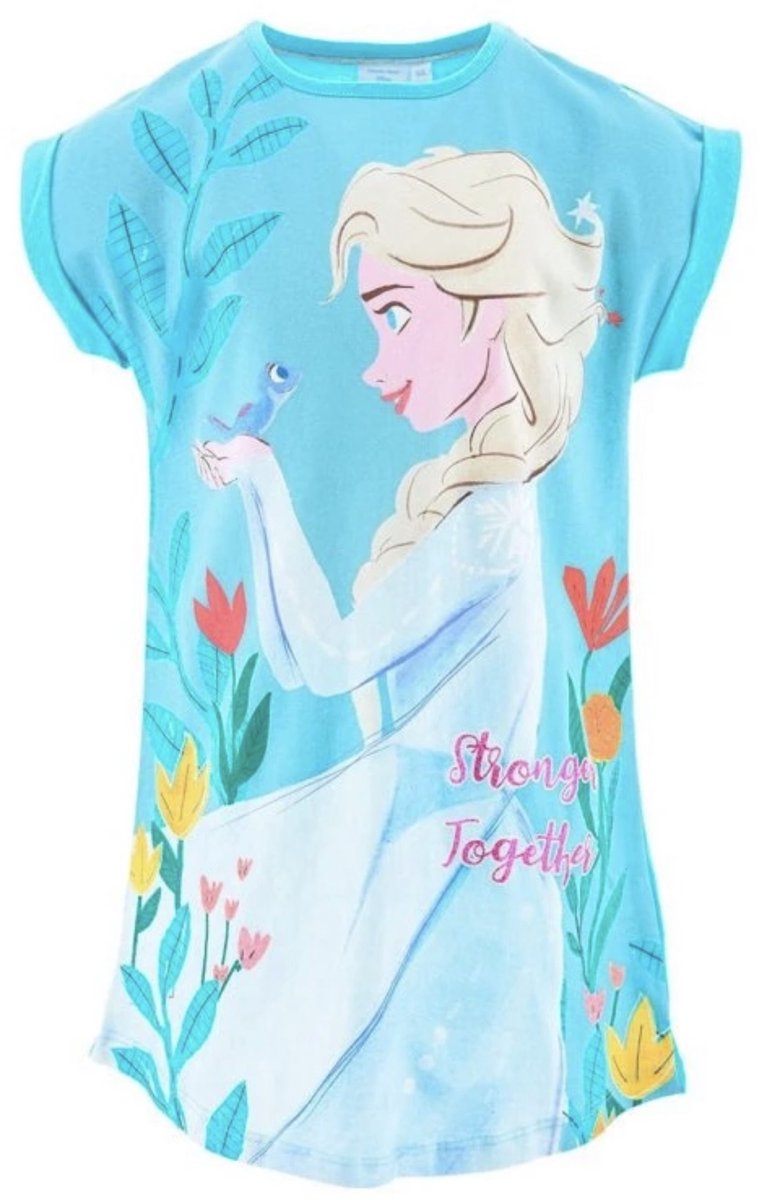 Disney Frozen Nachthemd - Korte Mouw - Katoen - Blauw - 6 Jaar