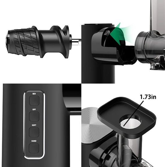 Zerova Juicer - Sap pers - Sapmachine - Slowjuicer - 450 ml sapbeker - 2 snelheden met stille 150 W moter en anti-druppel ontwerp van Zerova — afbeelding 5