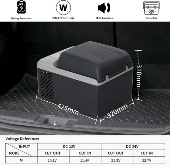 Elektrische koelbox 12L - mini compressor koelbox en vriesbox 12V - draagbare autokoelkast voor camping, auto, camper, vrachtwagen en boot - met USB-aansluiting — afbeelding 2