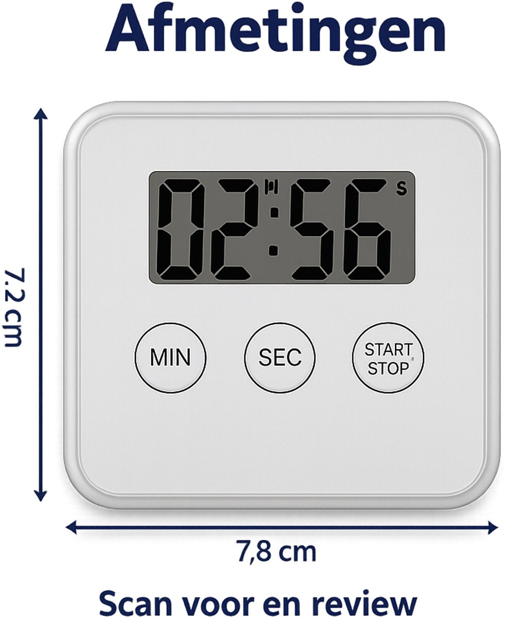 Juleika® Timer Wit | Incl. 1x AAA Batterijen | Magnetische Digitale Kookwekker | Witte Magneet Uitklapbare Standaard | Duidelijk Digitaal LCD-scherm | Compact | Lichtgewicht — cadeau in Kookcadeaus - foto 7