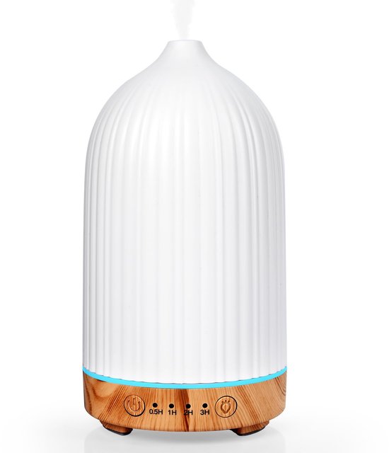Dreamhigh® Diffuser voor Etherische Oliën 200 ml – Aromatherapie-Geurdiffuser - Kamergeurdiffuser - Stil - Instelbaar - Compact - RGB-Verlichting – Ideaal voor Yoga & Kantoor - Wit