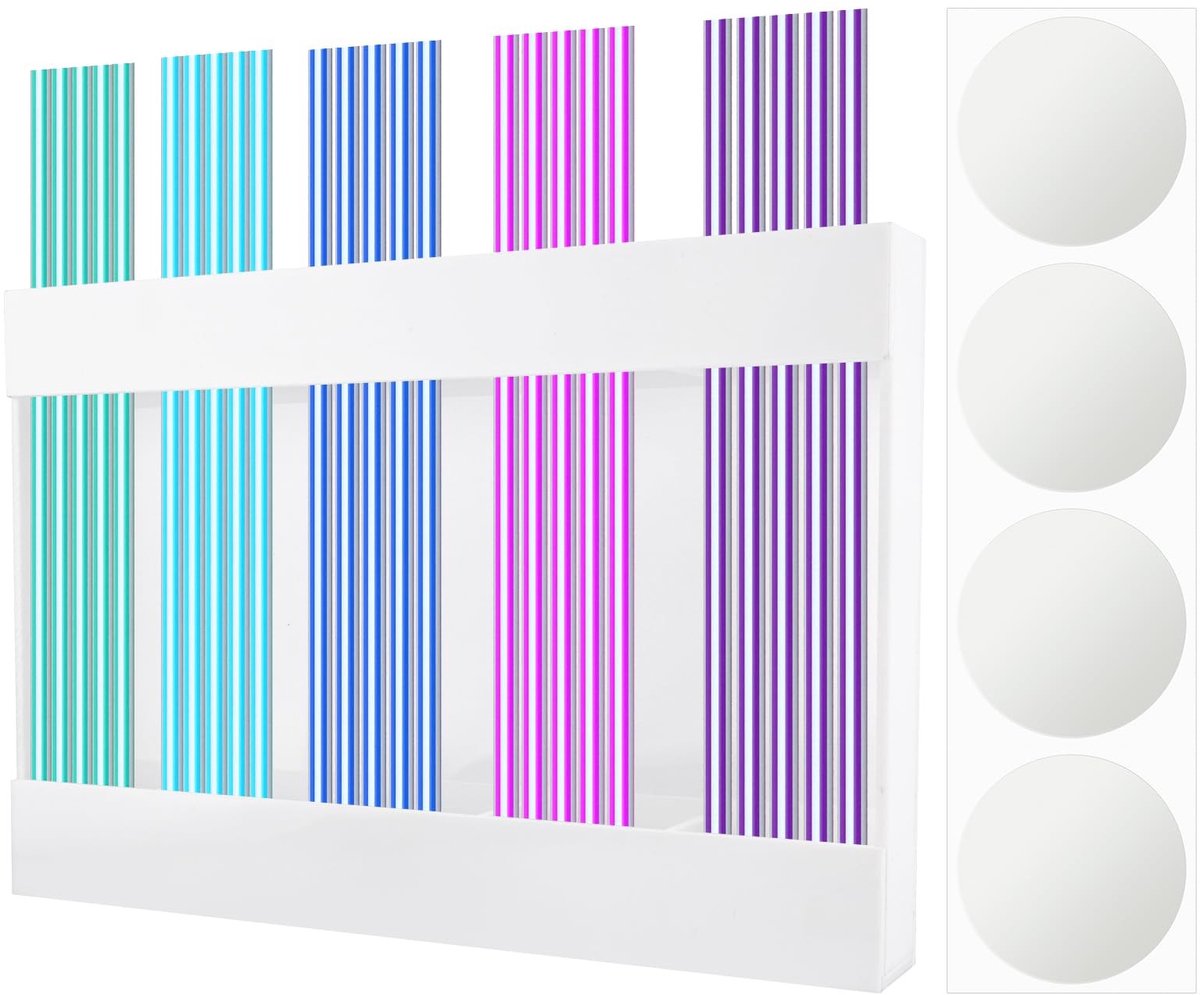 Dailygoods- Rietjeshouder Witte Acryl - Dispensercontainer - Kast/Keuken - 24x16,5x3cm - 4 Zelfklevende Stickers - Praktische Organisatie - Strohouder