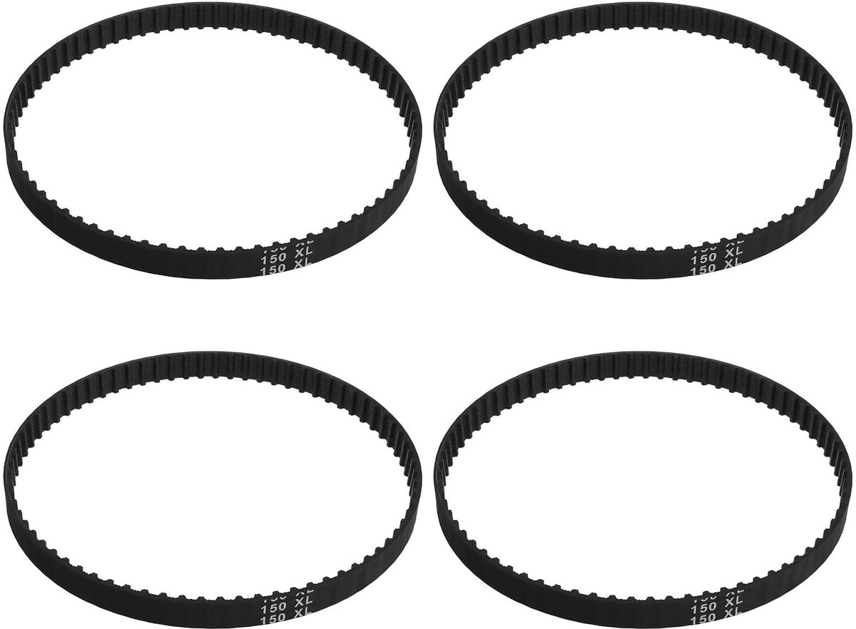 Dailygoods- Distributieriem Vervanging 4 Stuks - Aandrijfriem 75 Tanden - Rubber - Interne Omtrek 381mm - Riembreedte 10mm - Zwart