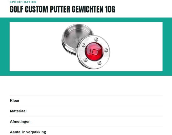 Dailygoods- Puttergewichten 10g - 2 Stuks - Hoogwaardige Metalen Gewichten - Rubberen Ringen - Slijtvast - Vochtbestendig - Golfgewichten van Dailygoods — afbeelding 3