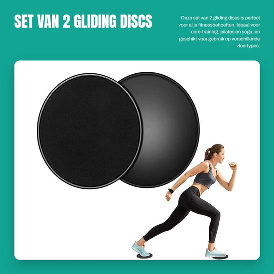 Dailygoods- Fitnessdiscs 2x Set - Glijschijven voor Thuis - Multifunctioneel Gebruik - Antislip Coating - Geschikt voor Tapijt/Tegels/Laminaat/Houten Vloer - 17,5 cm van Dailygoods — afbeelding 4
