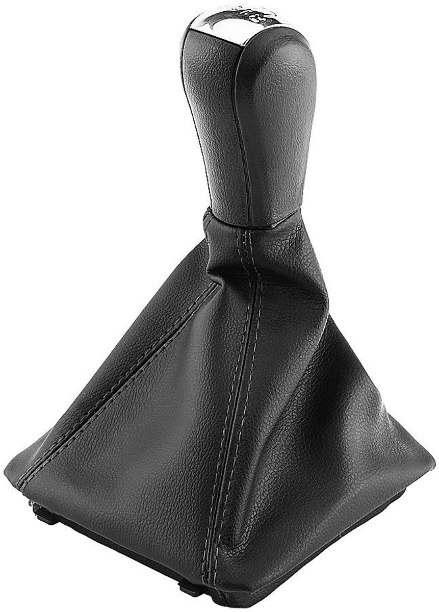 Dailygoods- Versnellingspookhoes 5 Versnellingen - Kunststof/PU-leder - Vervanging voor Skoda Octavia 2004-2012 - Eenvoudig te monteren - Duurzaam en aangenaam in gebruik - Zwart/Zilver - Versnellingsknop