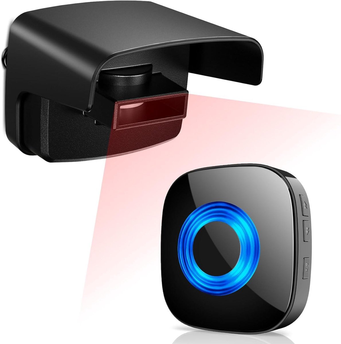 Oprit alarm, PHYSEN PIR Bewegingsmelder voor buiten, bewegingssensor, IP55 waterdicht, oprit alarm en detector, 1 PIR alarmsysteem + 1 plug-in ontvanger, voor woning/auto/binnenplaats