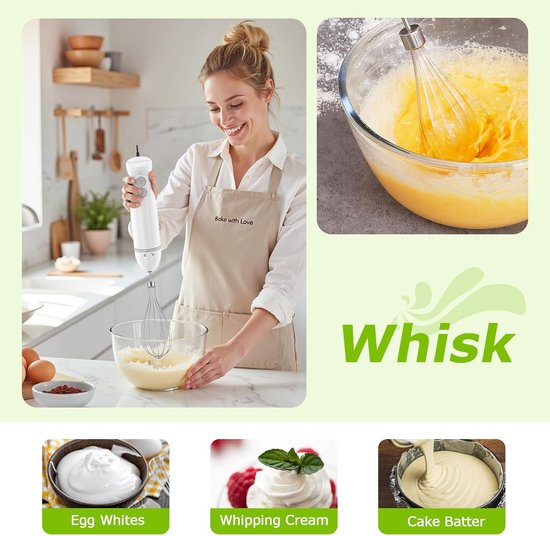 Staafmixer Set - Keukenmixer Hand - Eten Bereiden - Krachtige 1000W Motor - 500ml Hakmolen - Wit — afbeelding 5