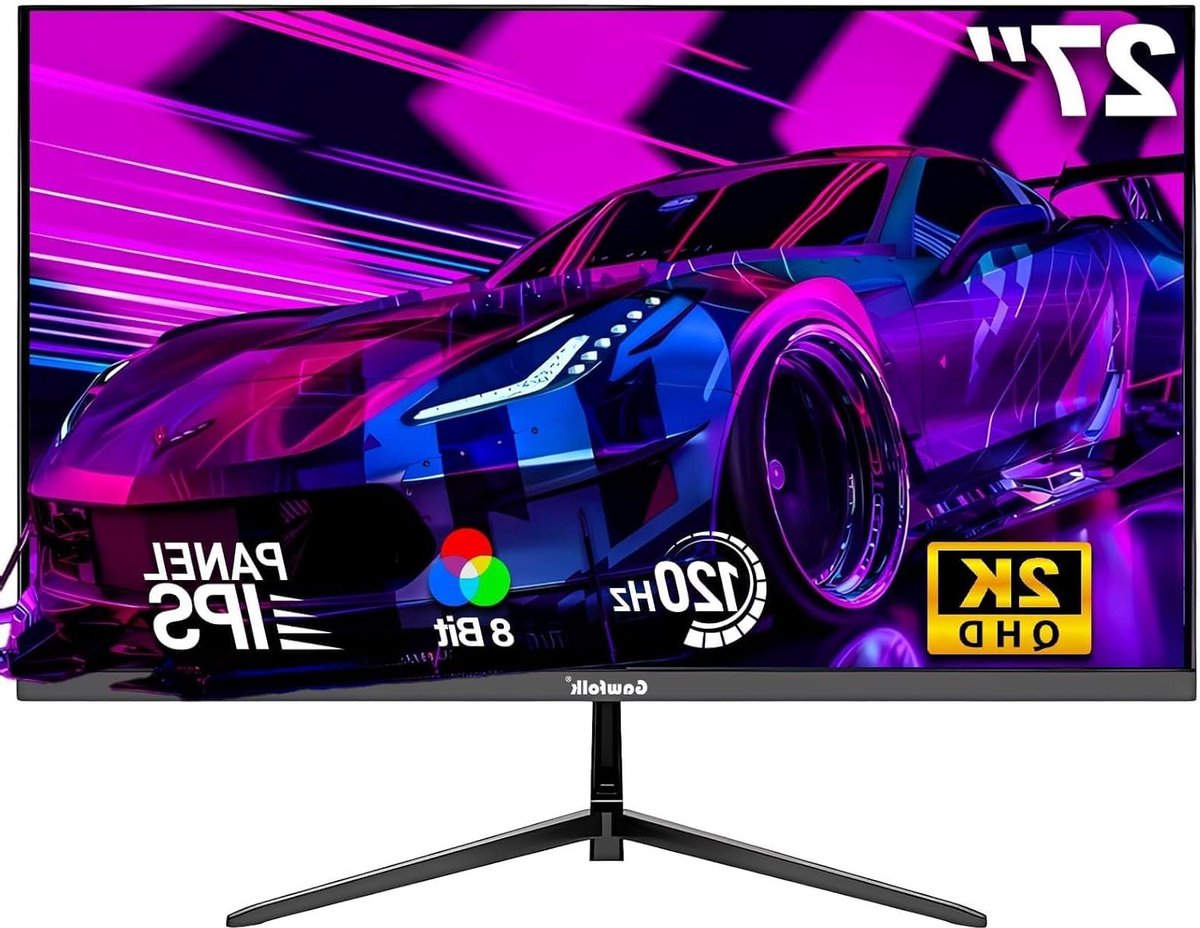 Gawfolk Gaming Monitor 27" QHD, 2K IPS 120Hz, 2560×1440P, FreeSync, HDMI, DisplayPort, VESA 75 x 75 mm, zwart