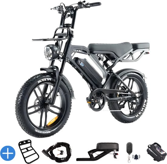 QmWheel V20 Pro elektrische fatbike 250W 25km/u hydraulische remmen alarmsysteem slot 20″ banden