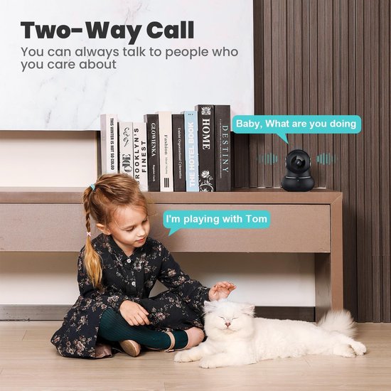 litokam Little elf Smart Camera, 2K Indoor Beveiligingscamera met 360° Motion Tracking, Pet Camera Nachtzicht, [2025 Nieuw] Huiscamera's voor Huisdier/Nanny, WiFi-camera Twee-weg Audio, Werk met Alexa — afbeelding 2