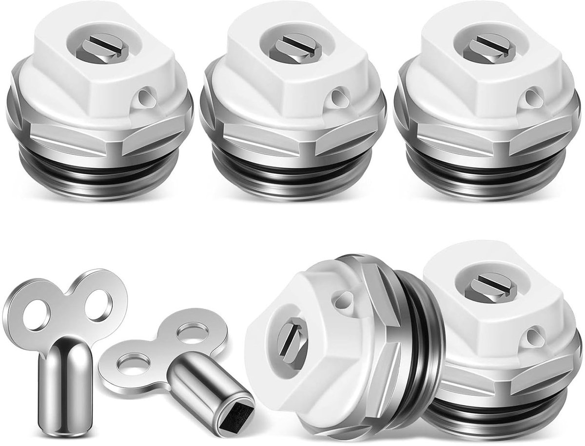 Dailygoods- Radiatorontluchtingsventiel 5 stuks - 1/2 inch - Vernikkeld Messing - Ontluchtingssleutels - Handmatig Verwarmingsventiel - Duurzaam en Betrouwbaar - Radiatorventiel