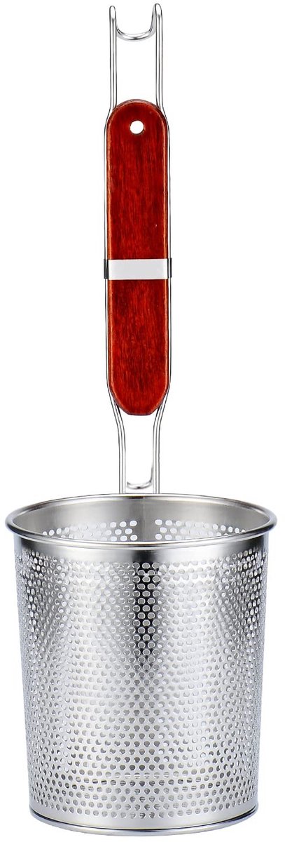 Dailygoods- Zeef 12 cm - Roestvrij Staal - Fijne Mesh - Houten Handvat - Anti-corrosie - Keukenhulpmiddel - Keukenzeef