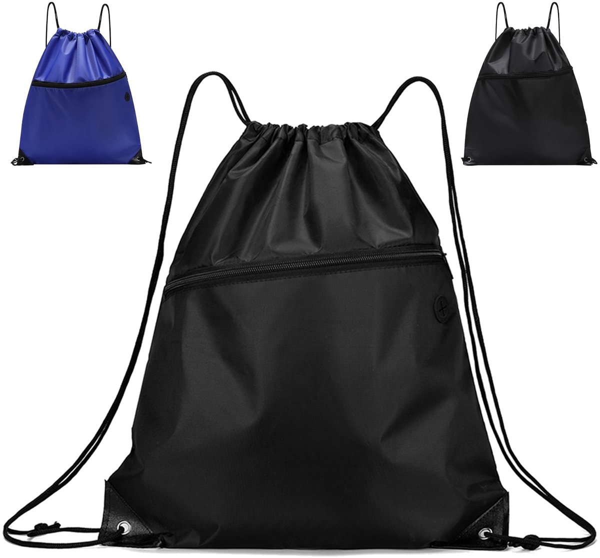 Dailygoods- Sporttas met trekkoord - Grote capaciteit - Opvouwbaar - Gymtas - Zwart/blauw - Slijtvast Oxford-stof - Gymrugzak