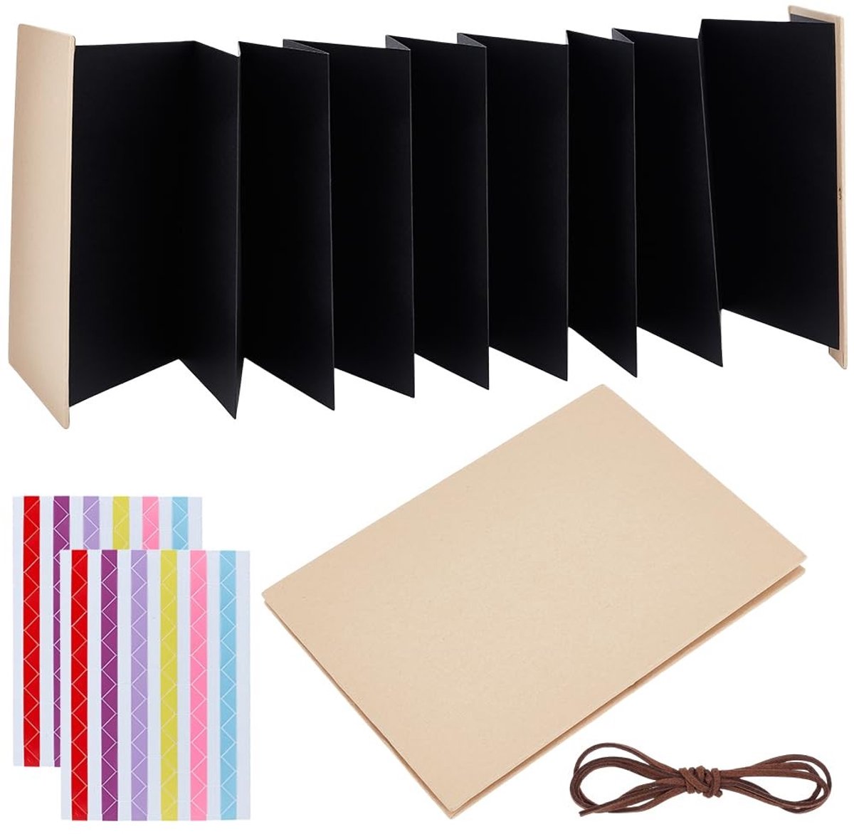 Dailygoods- Scrapbook Accordeon Album - 211x150mm - 34 Pagina's - DIY Fotoalbum - Huwelijksverjaardag - Duurzaam Kraftpapier - Uniek Ontwerp