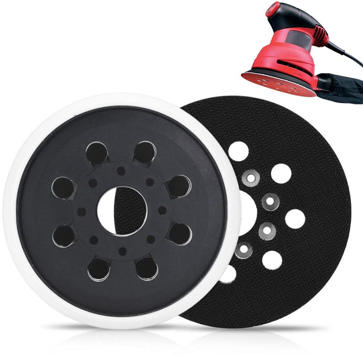 Dailygoods- Schuurplaat Professioneel - 123 mm - 8 Gaten - Vervangende Schuurpad - Voor Random Orbital Schuurmachines - Hoogwaardige Polyurethaan - Schuurdiscs