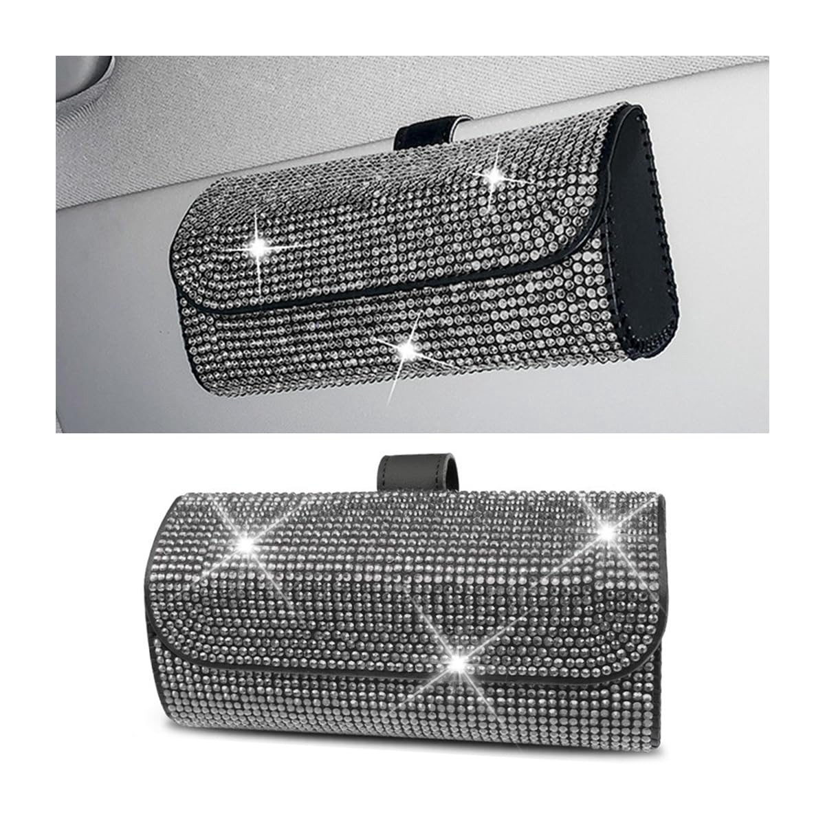 Dailygoods- Zonnebrillenetui - Brillenhouder voor autozonneklep - Microfiber leer - 16,5*5*7cm - Elegant design - Universele toepassing