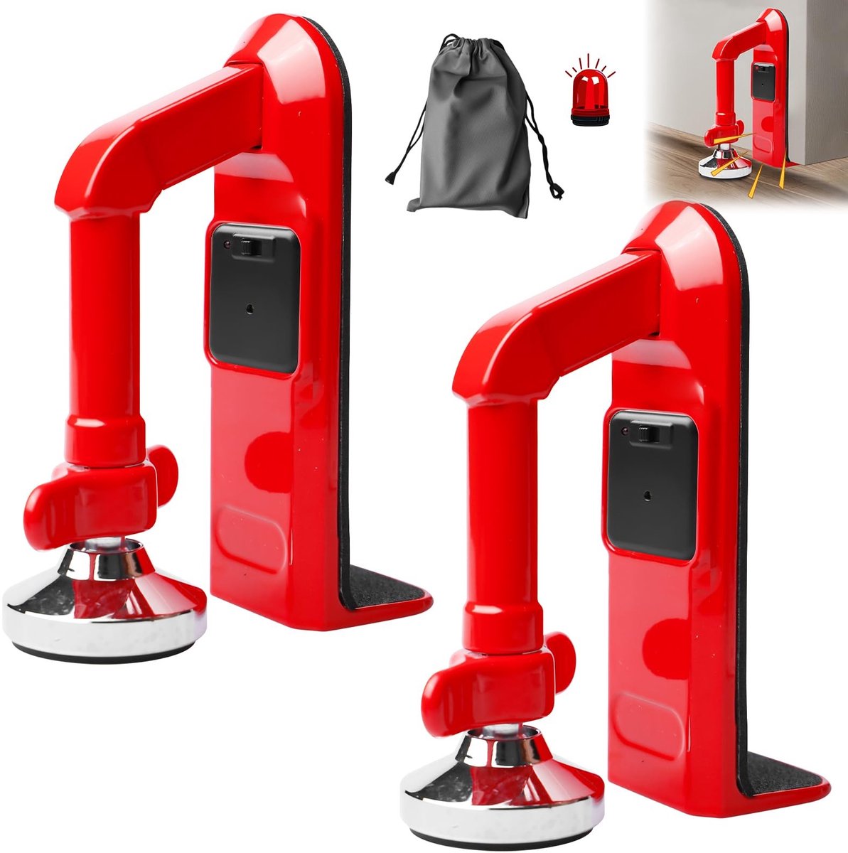 Dailygoods- Deurstopper met Alarm 80 dB - Draagbare Deurvergrendeling - Inbraakbeveiliging - Veiligheidsapparaat voor Thuis - Instelbare Deurstopper - Inclusief Reservebatterijen - Deuralarm