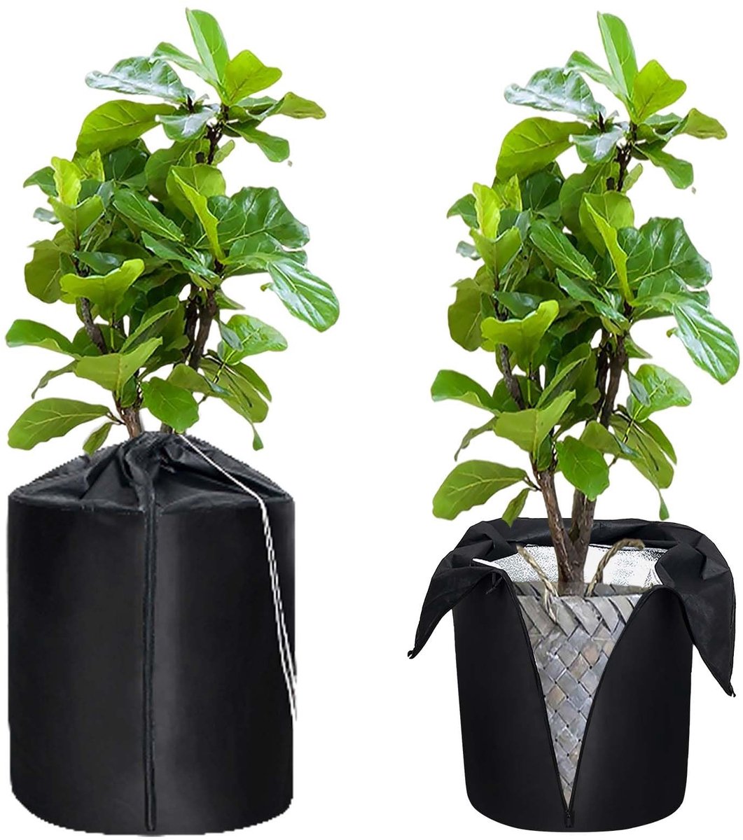 Dailygoods- Potbescherming 45 cm × 50 cm - Thermische Beschermzak - Winterbescherming - Bloempotbescherming - Aluminiumfolie - Warmte-isolerend met Trekkoord - Plantenbeschermzak