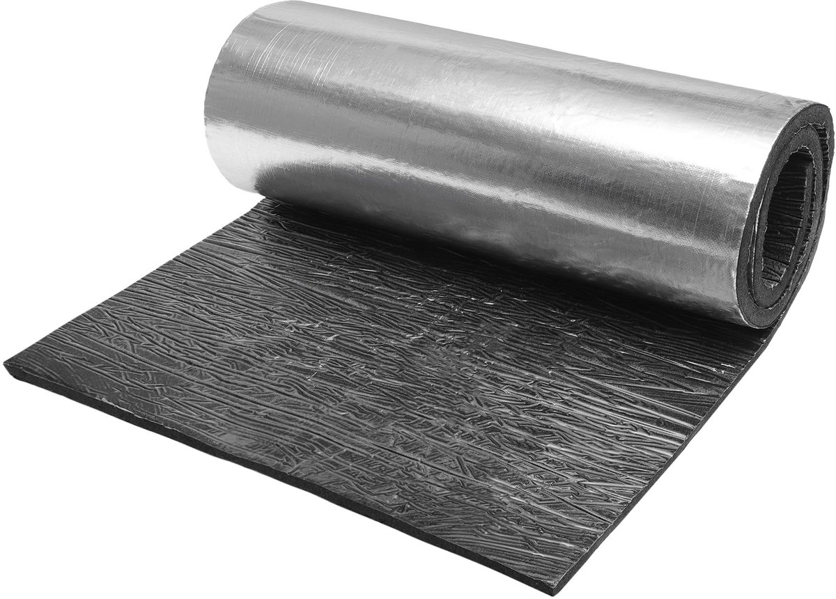 Dailygoods- Geluidsdempingsmat 1.02m² - Glasvezel - Hitteschild - Zelfklevend - Waterdicht - Vlamvertragend - 800x42cm - Geluidsisolatiemateriaal