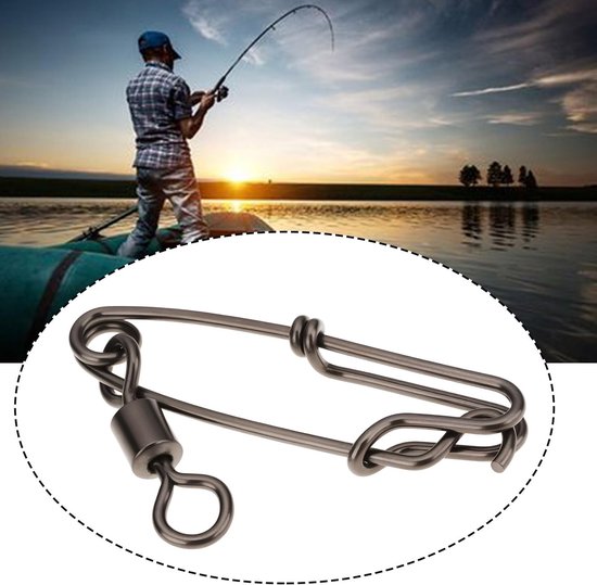 Dailygoods- Vissnoer 10PCS - Heavy Duty - Zoutwatervissen - Lange Lijn - Snaps - Roestvrij Staal - Max. Treksterkte 128 kg - Visclips van Dailygoods — afbeelding 2