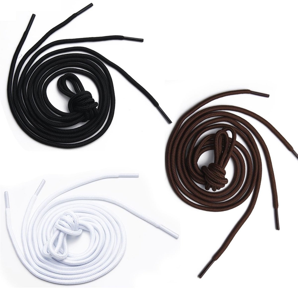 Dailygoods- Schoenveters 4mm Rond - 6 Stuks - Polyester - Schokbestendig - Voor Sneakers/Boots - Duurzaam - Vervangende Veters
