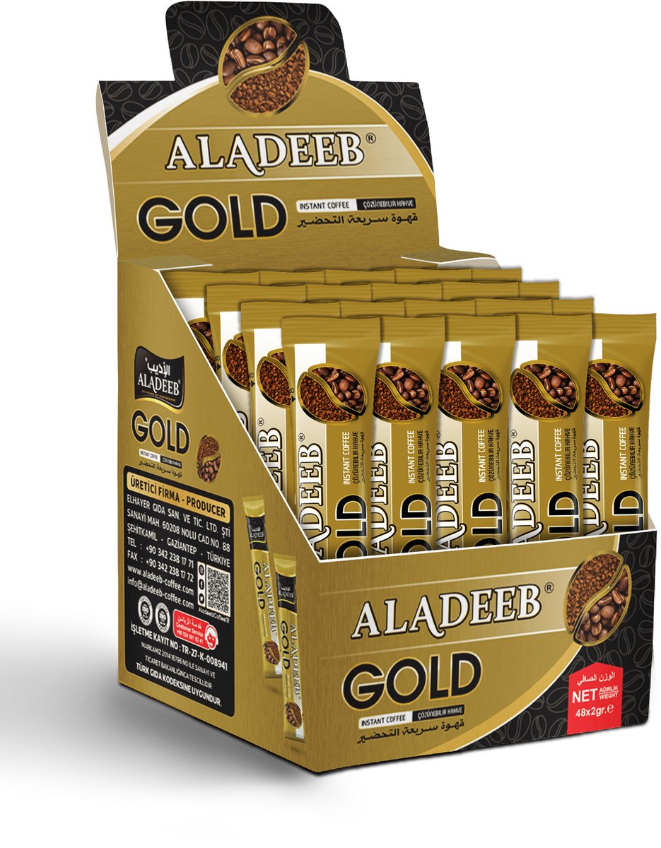 Aladeeb Premium - Gold Instant Coffee Voordeelverpakking - 48 x 2 gr (96 gr)