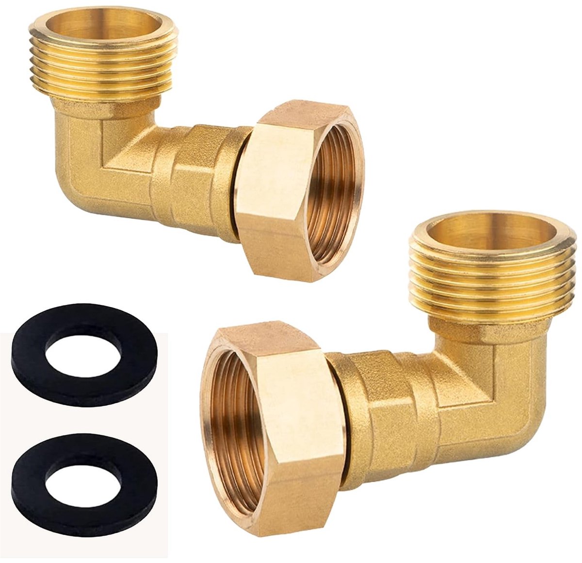Dailygoods- Hoekverbinding 90° - Messing Schroefverbinding - AG/IG Aansluiting - Duurzaam en Corrosiebestendig - 360° Rotatie - O-ring voor Dichte Afdichting - Pijpverbinding