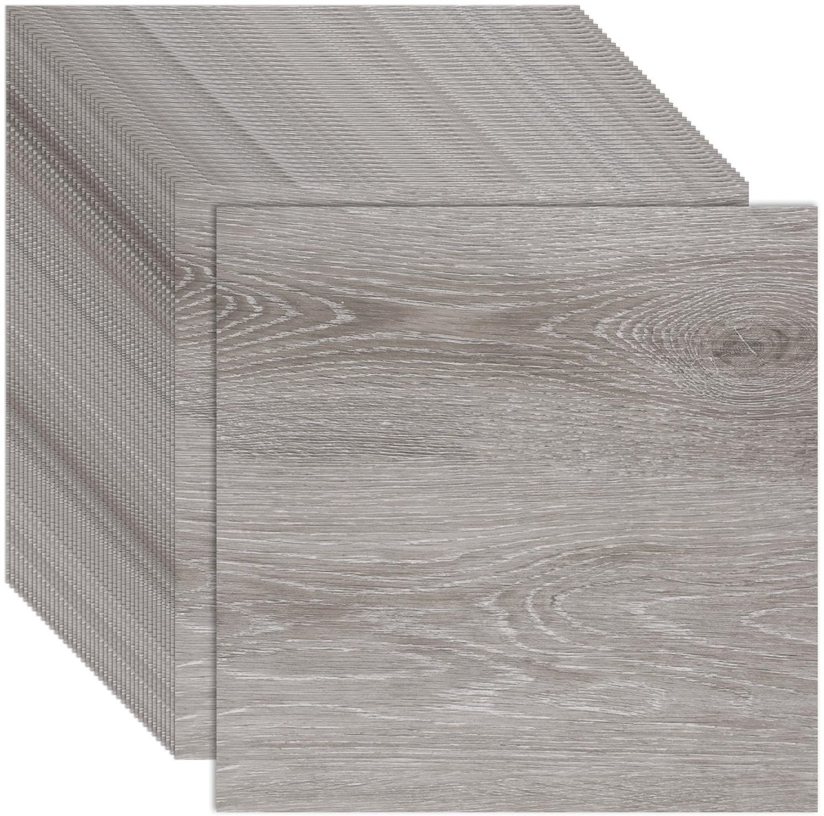 Allecto plus - PVC vloerbedekking 30 x 30 cm, zelfklevend, grijs, houtlook, vloerstickers - voor keuken, woonkamer, badkamer