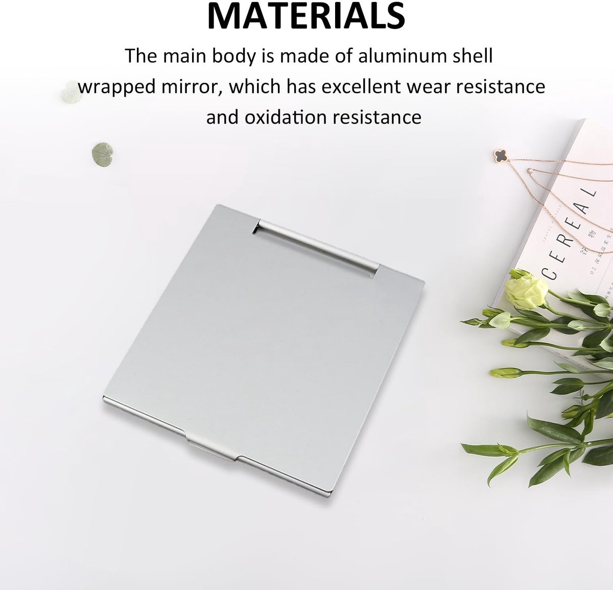 Dailygoods- Make-upspiegel Klein en Draagbaar - 2 Stuks - Opvouwbaar - Aluminium - Rode Opbergtas - Roestbestendig - Handspiegel