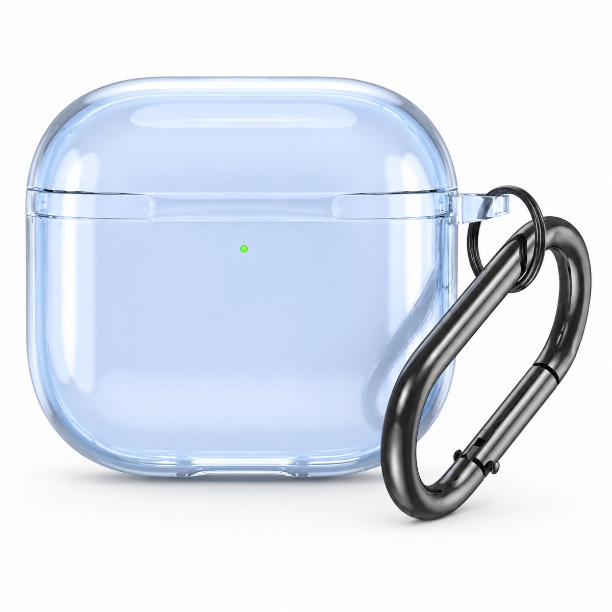 Enluxe Case Geschikt voor Airpods 4 2024 - Transparant Blauw - Schokbestendige Hardcase met Clip