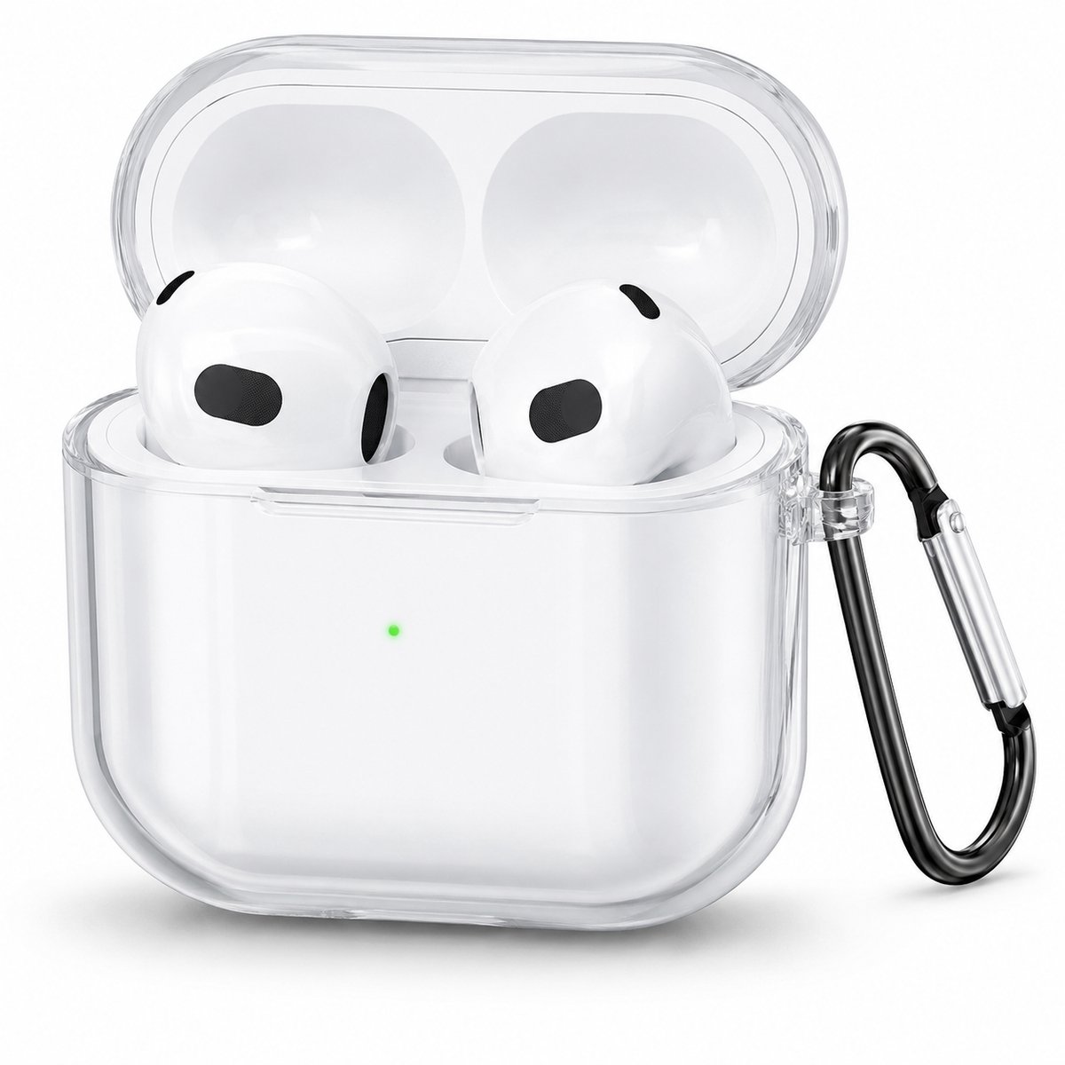 Enluxe Transparante Case Geschikt voor Airpods 4 2024 - Schokbestendig met Clip