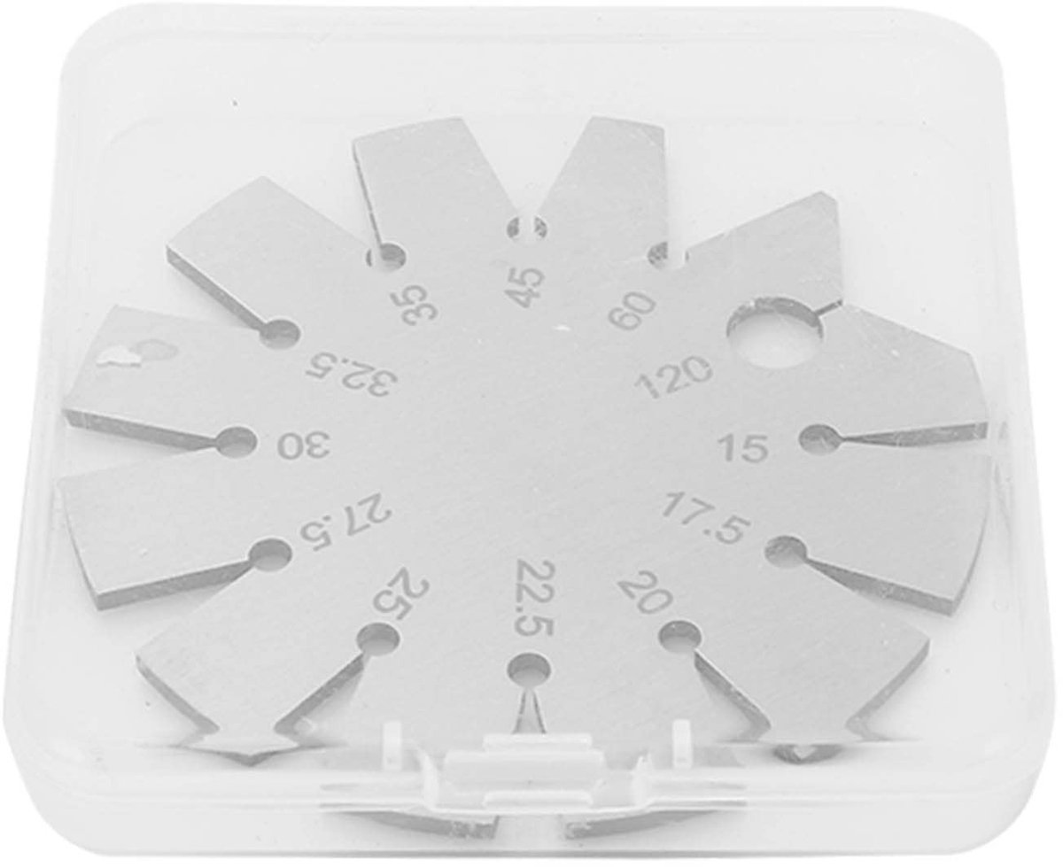 Dailygoods- Hoekmeter Compact - Ronde Schuine Hoekmeter - Roestvrij Staal - 12 Hoeken - Diameter 70 mm - Lichtgewicht en Draagbaar - Afschuinmeter