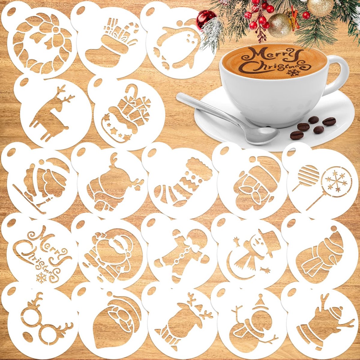 Dailygoods- Cookie Stencil 20 Stuks - Kerst Decoratie - Mal voor Koekjes - Sjablonen voor Desserts - Unieke Patronen - Afmetingen 8,7x6,5 cm - Bakmal