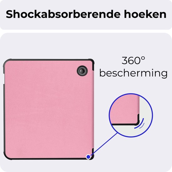 Hoes geschikt voor Kobo Libra Colour - E-reader hoesje - Bookcase cover - Beschermhoes - Trifold - Tablet case - Roze - Jonyx — afbeelding 3